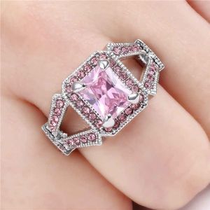 Elegant Pink Sapphire White Rhodium Plated Ring